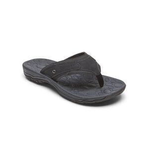 NWT ROCKPORT Mens Black Comfort Hayes Round Toe Slip On Thong Sandals Shoes 9.5